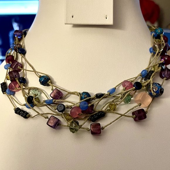 Boho Colorful Multi-Strand Beaded Artisan Choker - Picture 5 of 5